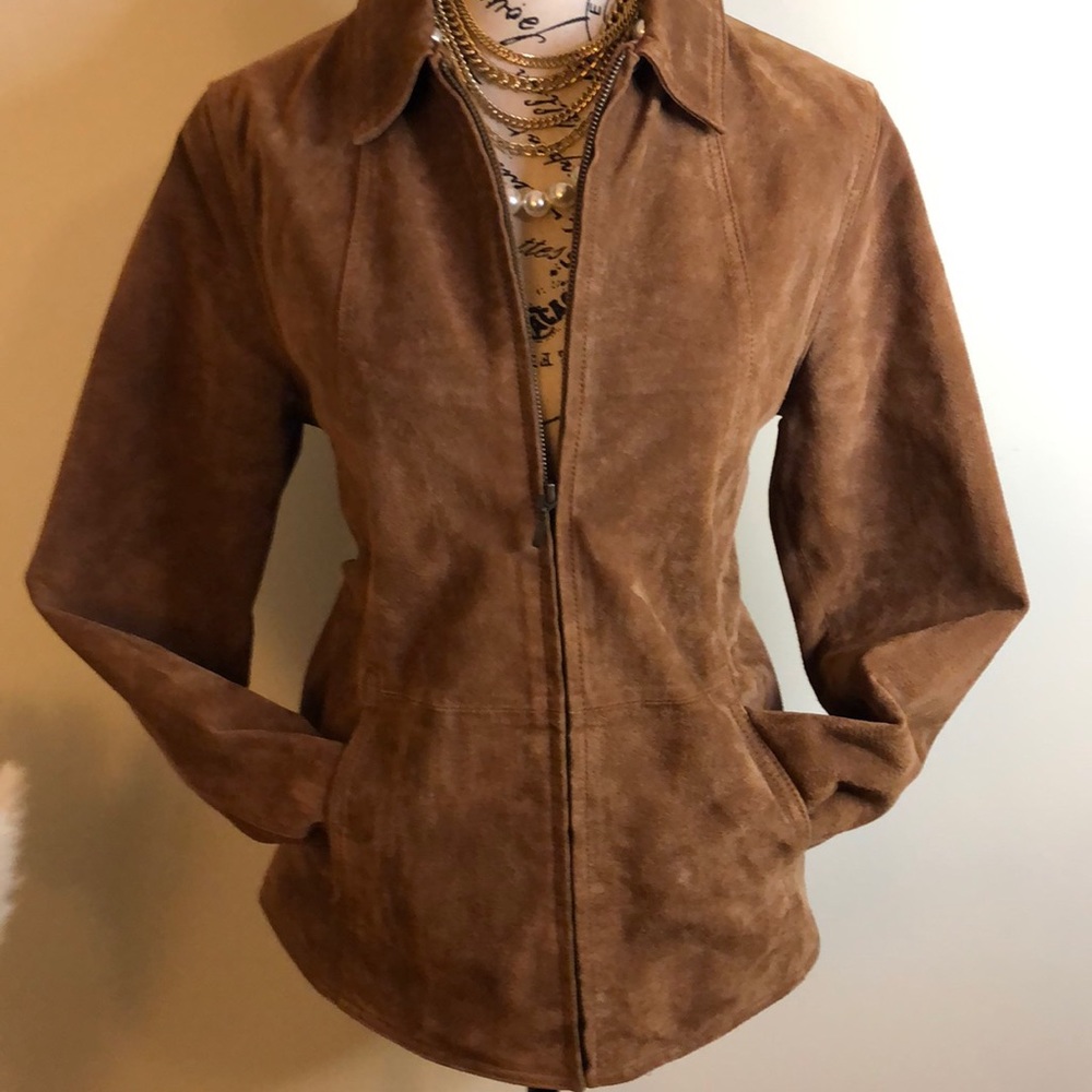 Coldwater Creek Brown Leather Petite Blazer Sz S